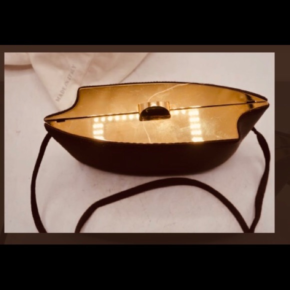 RODO BROWN SATIN & GOLD EVENING BAG - Picture 8 of 8